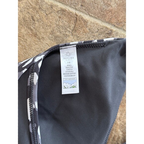 Offline By Aerie Goals Plunge Sports Bra Gray Size Large - Picture 9 of 10